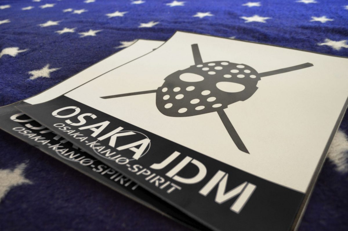 Osaka JDM Mask black Plates , KANJO Door Plates, Windshield Banners, Car Stickers,  Kanjo Custom Racing Decals And Stickers