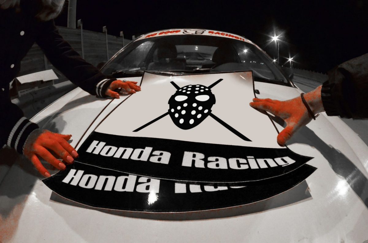 Honda Racing Loop One Mask Black Plates , KANJO Door Plates, Windshield Banners, Car Stickers,  Kanjo Custom Racing Decals And Stickers