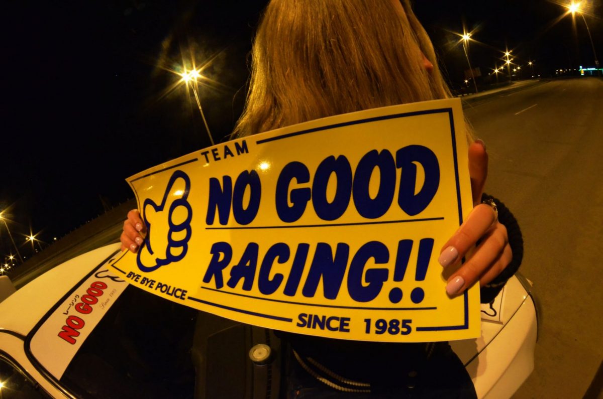 No Good Racing 16″ yellow-blue Team Sticker , KANJO Door Plates, Windshield Banners, Car Stickers,  Kanjo Custom Racing Decals And Stickers