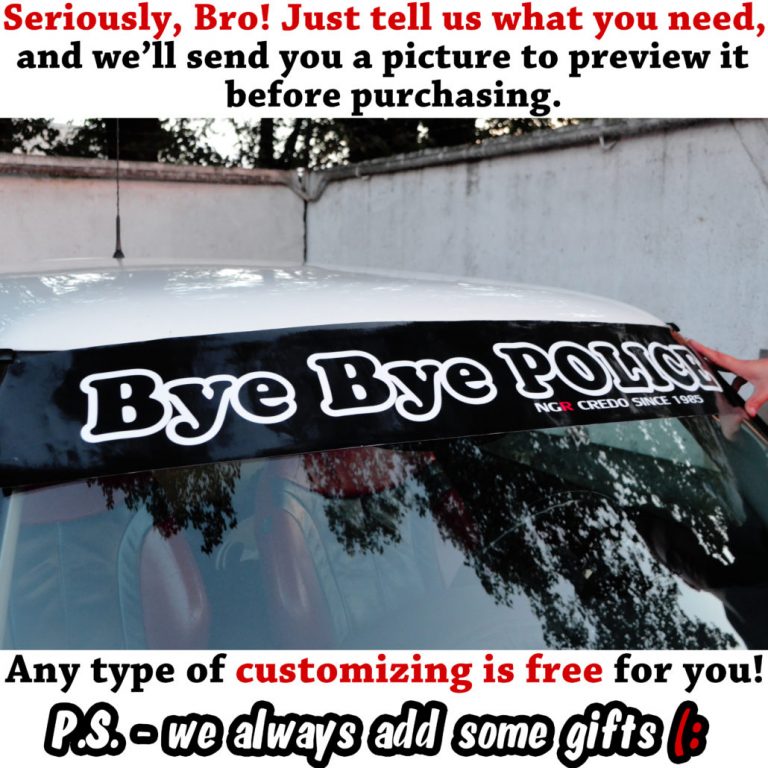 CUSTOM Sun strip. Windshield banner Kanjo Custom Racing Decals And